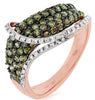 1.02CT WHITE & CHOCOLATE FANCY DIAMOND 14K ROSE GOLD 3D MULTI ROW LOVE KNOT RING