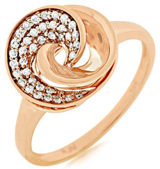 ESTATE .16CT DIAMOND 14KT ROSE GOLD 3D MULTI ROW LOVE KNOT CIRCULAR FUN RING