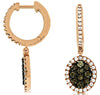 ESTATE 1.06CT WHITE & MOCHA DIAMOND 14KT ROSE GOLD CLUSTER OVAL HANGING EARRINGS