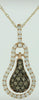 ESTATE .48CT WHITE & MOCHA DIAMOND 14KT ROSE GOLD 3D CLUSTER TEAR DROP PENDANT