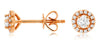ESTATE .25CT DIAMOND 14KT ROSE GOLD 3D CLASSIC SOLITAIRE HALO STUD EARRINGS