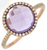 ESTATE 2.85CT DIAMOND & AAA AMETHYST 14KT ROSE GOLD ROUND CLASSIC HALO FUN RING