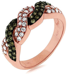 .62CT WHITE & MOCHA DIAMOND 14KT ROSE GOLD LOVE KNOT INFINITY ANNIVERSARY RING