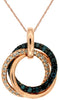 .50CT WHITE & BLUE DIAMOND 14KT ROSE GOLD 3D TRINITY LOVE KNOT FLOATING PENDANT