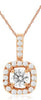 ESTATE .35CT DIAMOND 14KT ROSE GOLD 3D ROUND HALO SQUARE FLOATING PENDANT