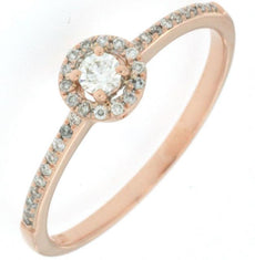 ESTATE .20CT DIAMOND 14KT ROSE GOLD 3D CLASSIC ROUND HALO FRIENDSHIP LOVE RING