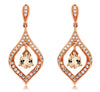 .99CT DIAMOND & AAA MORGANITE 14KT ROSE GOLD 3D PEAR SHAPE LEAF HANGING EARRINGS