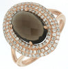 LARGE 3.76CT DIAMOND & AAA SMOKY TOPAZ 14KT ROSE GOLD 3D OVAL TRIPLE HALO RING