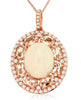 6.70CT DIAMOND & AAA OPAL & AAA MORGANITE 14KT ROSE GOLD 3D OVAL & ROUND PENDANT