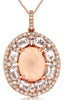 4.5CT DIAMOND & AAA MORGANITE 14KT ROSE GOLD 3D OVAL & ROUND FLOATING PENDANT