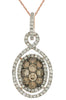 .79CT WHITE & CHOCOLATE FANCY DIAMOND 14KT ROSE GOLD CLUSTER FLOWER LOVE PENDANT