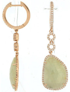 LARGE 18.80CT DIAMOND & AAA FANCY SAPPHIRE 14K ROSE GOLD HUGGIE HANGING EARRINGS