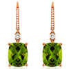 8.75CT DIAMOND & AAA PERIDOT 14KT ROSE GOLD 3D CUSHION & ROUND HANGING EARRINGS