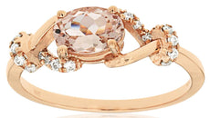 .82CT DIAMOND & AAA MORGANITE 14KT ROSE GOLD OVAL & ROUND INFINITY PROMISE RING