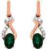 ESTATE .95CT DIAMOND & AAA EMERALD 14K ROSE GOLD OVAL LOVE KNOT HANGING EARRINGS