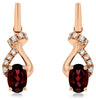 1.30CT DIAMOND & AAA RHODOLITE 14KT ROSE GOLD 3D OVAL & ROUND HANGING EARRINGS