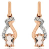 .90CT DIAMOND & AAA MORGANITE 14KT ROSE GOLD 3D OVAL TEAR DROP HANGING EARRINGS