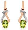 1.0CT DIAMOND & AAA PERIDOT 14KT WHITE & ROSE GOLD OVAL & ROUND HANGING EARRINGS