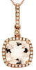 2.14CT DIAMOND & AAA MORGANITE 14K ROSE GOLD 3D CUSHION & ROUND FLOATING PENDANT
