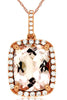 4.32CT DIAMOND & AAA MORGANITE 14K ROSE GOLD CUSHION & ROUND RECTANGULAR PENDANT