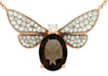 2.63CT DIAMOND & AAA SMOKEY TOPAZ 14KT ROSE GOLD OVAL & ROUND BUTTERFLY NECKLACE