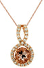 .95CT DIAMOND & AAA MORGANITE 14K ROSE GOLD ROUND INFINITY LOVE FLOATING PENDANT