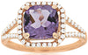 2.2CT DIAMOND & AAA AMETHYST 14K ROSE GOLD CUSHION & ROUND OCTAGON HALO FUN RING