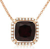 2.79CT DIAMOND & AAA RHODOLITE 14K ROSE GOLD 3D CUSHION & ROUND OCTAGON NECKLACE
