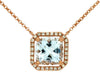 1.89CT DIAMOND & AAA AQUAMARINE 14KT ROSE GOLD CUSHION & ROUND OCTAGON NECKLACE