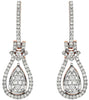 ESTATE .75CT DIAMOND 14K WHITE & ROSE GOLD 3D CLUSTER TEAR DROP HANGING EARRINGS