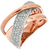 ESTATE WIDE .73CT DIAMOND 14KT ROSE GOLD 3D MULTI ROW CRISS CROSS LOVE RING