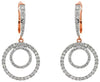 .68CT DIAMOND 14KT WHITE & ROSE GOLD DOUBLE CIRCULAR LEVERBACK HANGING EARRINGS
