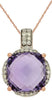 LARGE 5.06CT DIAMOND & AAA AMETHYST 14K ROSE GOLD CUSHION & ROUND FLOWER PENDANT