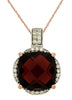 LARGE 6.16CT DIAMOND & AAA GARNET 14KT ROSE GOLD CUSHION & ROUND FLOWER PENDANT