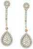 ESTATE 1.05CT DIAMOND 14KT WHITE & ROSE GOLD CLUSTER TEAR DROP HANGING EARRINGS
