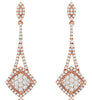 ESTATE 1.0CT DIAMOND 14KT ROSE GOLD 3D CLUSTER SQUARE DIAGONAL HANGING EARRINGS