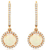 ESTATE 1.26CT DIAMOND & AAA OPAL 14KT ROSE GOLD 3D ROUND HALO HANGING EARRINGS