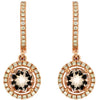 1.71CT DIAMOND & AAA MORGANITE 14KT ROSE GOLD 3D HALO LEVERBACK HANGING EARRINGS