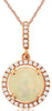 ESTATE 1.33CT DIAMOND & AAA OPAL 14KT ROSE GOLD 3D ROUND HALO FLOATING PENDANT