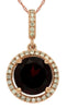 2.38CT DIAMOND & AAA RHODOLITE 14K ROSE GOLD ROUND CLASSIC HALO FLOATING PENDANT