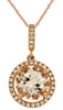 ESTATE 1.88CT DIAMOND & AAA MORGANITE 14KT ROSE GOLD ROUND HALO FLOATING PENDANT