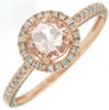 ESTATE .91CT DIAMOND & AAA MORGANITE 14KT ROSE GOLD 3D ROUND HALO FUN RING
