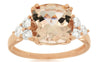 LARGE 3.95CT DIAMOND & AAA MORGANITE 14KT ROSE GOLD CLASSIC CUSHION & ROUND RING
