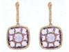 LARGE 20.92CT DIAMOND & AAA AMETHYST 14KT ROSE GOLD CUSHION CUT HANGING EARRINGS