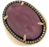LARGE 16.64CT MOCHA DIAMOND & AAA AMETHYST 14KT ROSE GOLD CLASSIC OVAL MENS RING
