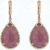 24.08CT DIAMOND & AAA AMETHYST 14KT ROSE GOLD 3D TEAR DROP HANGING EARRINGS