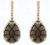 25.98CT DIAMOND & AAA SMOKY TOPAZ 14KT ROSE GOLD 3D TEAR DROP HANGING EARRINGS