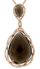 15.7CT DIAMOND & AAA SMOKY TOPAZ 14K ROSE GOLD TEAR DROP FLOWER FLOATING PENDANT