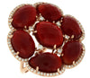EXTRA LARGE .40CT DIAMOND & AAA AGATE 14KT ROSE GOLD 3D CLASSIC FLOWER FUN RING
