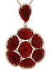 ESTATE .50CT DIAMOND & AAA RED AGATE 14KT ROSE GOLD FLOWER FUN FLOATING PENDANT